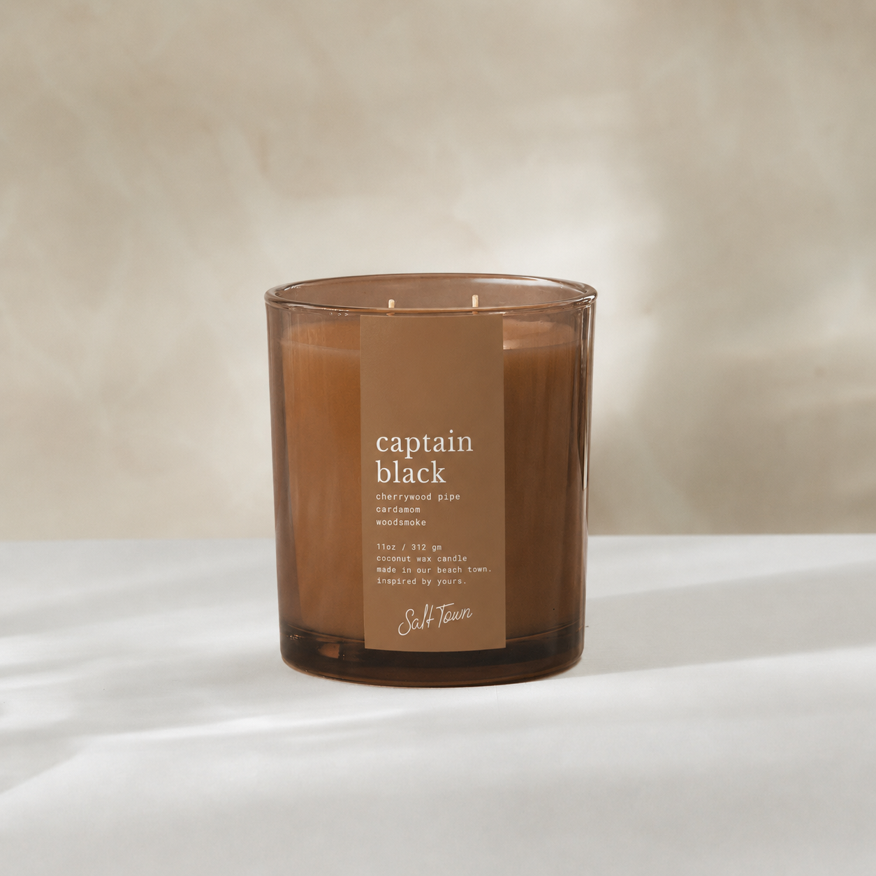 coco glass candle vessel with captain black label